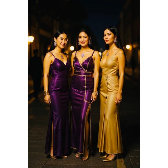 JEWELRY SET: 5Pc White/Gold Lotus Flower Ring, Bracelet, Earrings, & Necklace - Picture 7 of 9